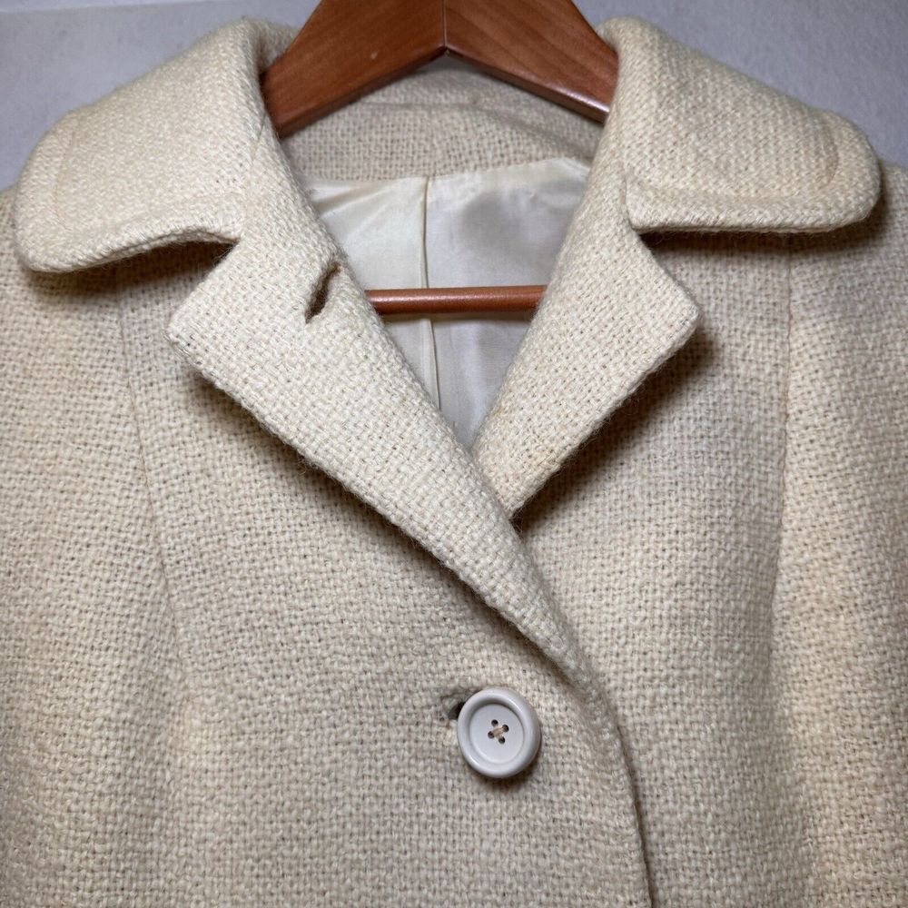 Vintage ILGWU 1960-70 Winter White Tweed Swing Coat Ladies 21" Bust 40" Length - Picture 9 of 16